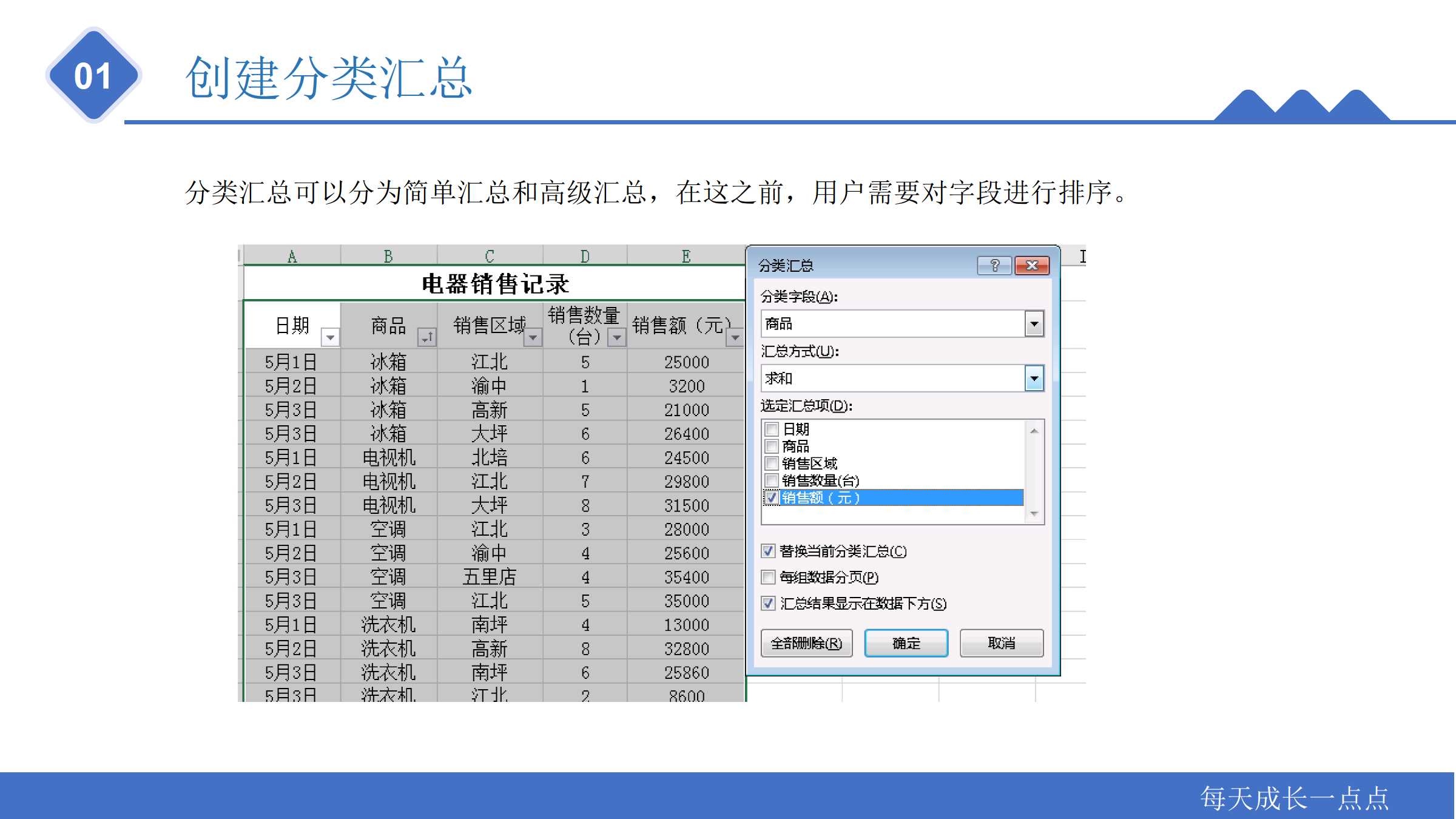 知识点3：数据的分类汇总